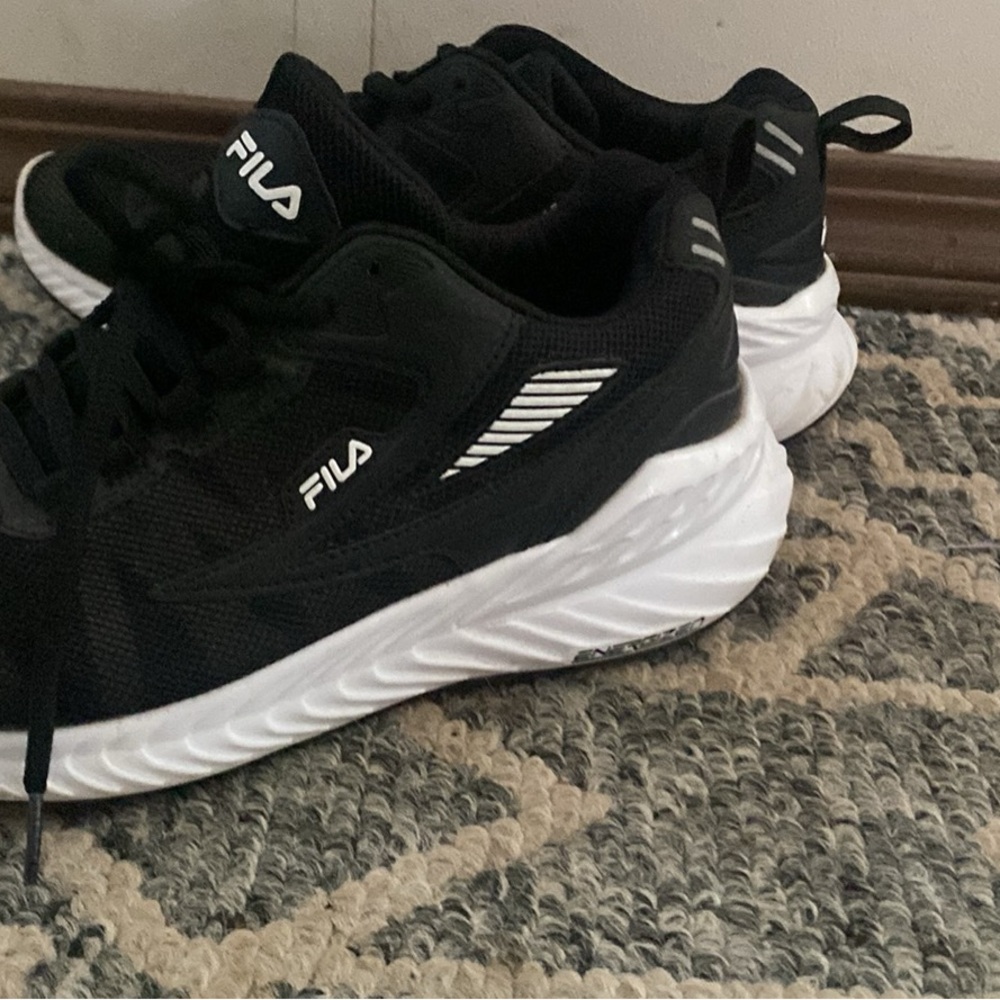 FILA womens Black Athletic Sneakers with White Sole